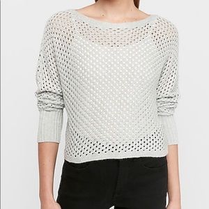 Express Metallic Silver Open Stitch Top Size Small